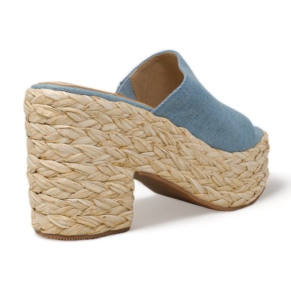 Slip On High Heel Slides Espadrille Flatform Sandals Mules for Women - Picture 3 of 4